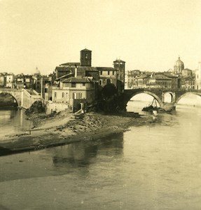 Italy Roma Tiber Island Old NPG Stereo Photo 1900