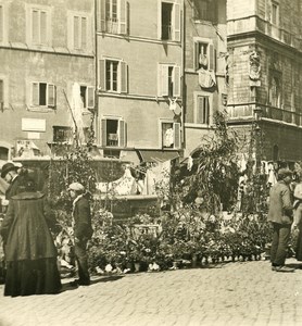 Italy Roma Campo di Fiore Market Old NPG Stereo Photo 1900