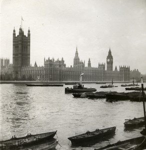 United Kingdom London Houses of Parliament Place Old Rotary Stereo Photo 1900
