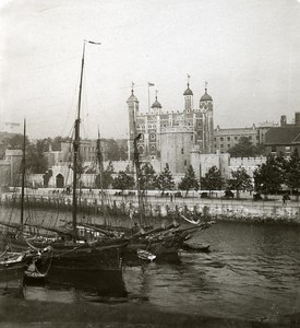 United Kingdom London Tower of London Thames Old Rotary Stereo Photo 1900