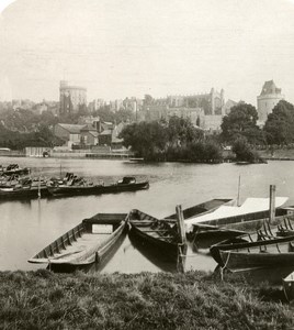 United Kingdom Windsor Castle Panorama Old Rotary Stereo Photo 1900