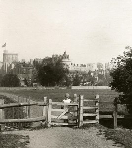 United Kingdom Windsor Castle Panorama Old Rotary Stereo Photo 1900