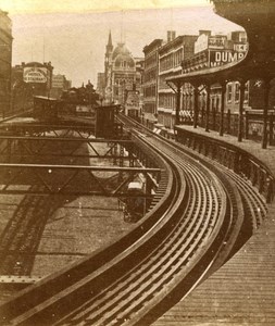 USA New York 42nd Street Branch Old Popular Series Stereo Photo 1870