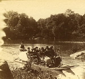 USA New York Central Park Boat Promenade Old Popular Series Stereo Photo 1870