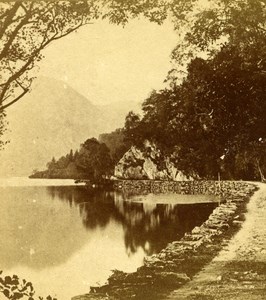 United Kingdom Scotland Path by the Loch Old Popular Series Stereo Photo 1870