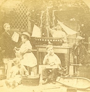 USA Manufacturing of Model Sailboat Old Popular Series Stereo Photo 1870