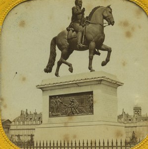 France Paris Henri IV Statue old Stereo Tissue Photo 1865