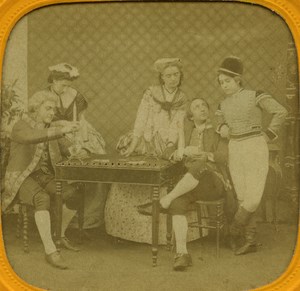 France Paris Game Cards Fantasy old Genre Stereo Tissue Photo 1865