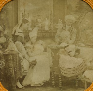 France Paris Reconstitution XVIII century old Stereo Tissue Photo 1865