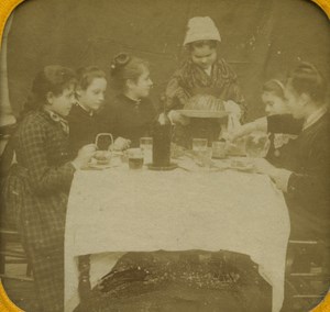 France Paris Children's Supper old Stereo Tissue Photo 1865