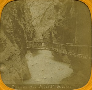 Switzerland Trient Canyon old Stereo Tissue Photo 1865