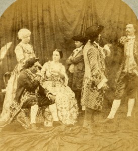 France Paris Man & Women Fashion 18th Century old Stereo Photo 1865