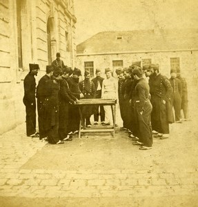 France Paris Military School Playing in the Yard old Stereo Photo 1865