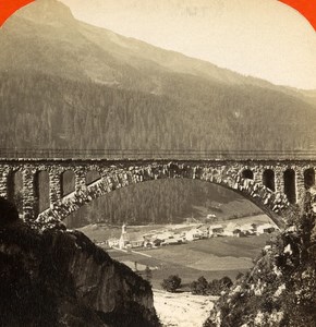 Austria Bridge of Waldli Tobel Uorailberg old Stereo Photo 1890