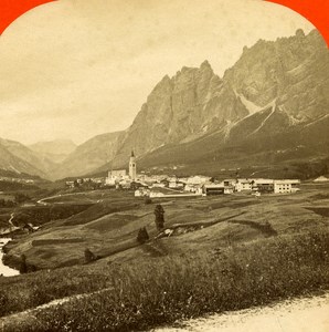 Italy Cortina im Ampezzo panorama old Stereo Photo 1890