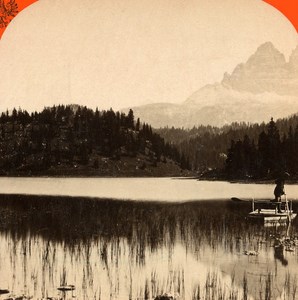 Austro-Hungarian Empire Misurina Lake Italy old Stereo Photo Unterberger 1890
