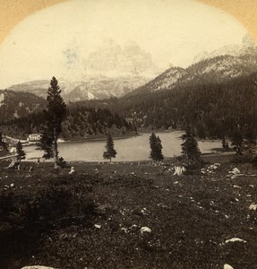 Austro-Hungarian Empire Ampezzo Lake Misurina old Stereo Photo Gratl 1890