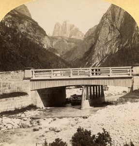 Italy Ampezzo Three Pikes old Stereo Photo Gratl 1890