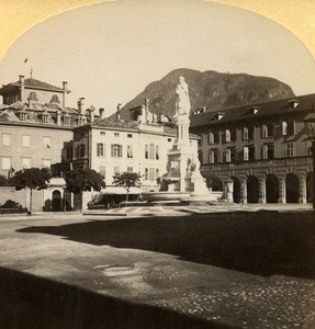 Italy Bolzano Johannes Place old Stereo Photo Gratl 1890