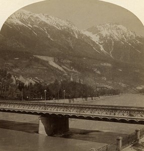 Austro-Hungarian Empire Tirol Innsbruck Bridge old Stereo Photo Gratl 1890