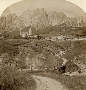 Italy Cortina Ampezzo panoramaold Stereo Photo Gratl 1890