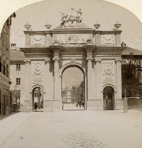 Austro-Hungarian Empire Tirol Innsbruck Triumph Door Stereo Photo Gratl 1890