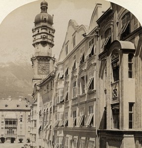 Austria Tirol Innsbruck Herzog Friedrichstrasse old Stereo Photo Gratl 1890