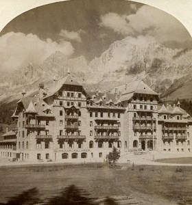 Italy Bruneck Rosengarten Hotel old Stereo Photo Gratl 1890
