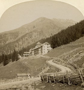 Italy Bolzano Sulden Big Hotel old Stereo Photo Gratl 1890
