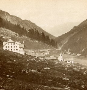 Italy Stelvio Trafoi Panorama old Stereo Photo Wurthle & Sohn 1890