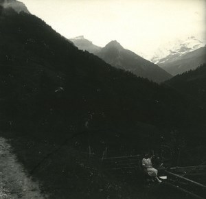 Switzerland Lake Thun Kienthal Road old Possemiers Stereo Photo 1920