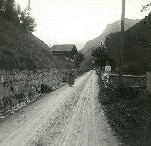 Switzerland Lake Thun Kienthal Road old Possemiers Stereo Photo 1920