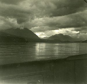 Switzerland Lake Thun Cloud Effect old Possemiers Stereo Photo 1920