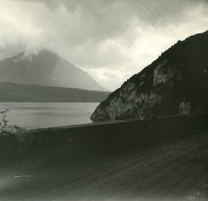 Switzerland Lake Thun old Possemiers Stereo Photo 1920