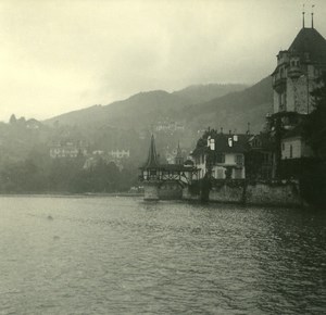 Switzerland Lake Thun Castle Oberhofen old Possemiers Stereo Photo 1920