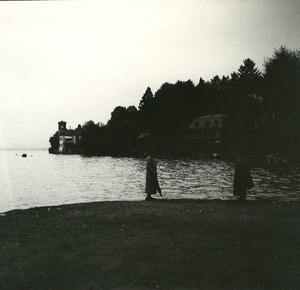 Switzerland Lake Thun Oberhofen old Possemiers Stereo Photo 1920