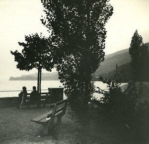 Switzerland Lake Thun Oberhofen old Possemiers Stereo Photo 1920