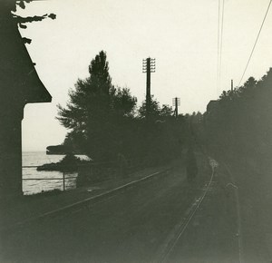 Switzerland Lake Thun Oberhofen old Possemiers Stereo Photo 1920