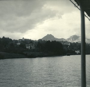 Switzerland Lake Thun Spiez old Possemiers Stereo Photo 1920