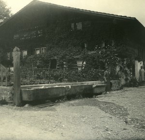 Switzerland Lake Thun Spiez old Possemiers Stereo Photo 1920