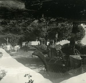 Switzerland Lake Thun Spiez Double Exposure old Possemiers Stereo Photo 1920