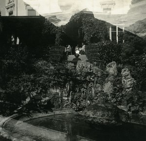 Switzerland Lake Thun Spiez Double Exposure old Possemiers Stereo Photo 1920