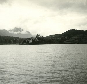 Switzerland Lake Thun old Possemiers Stereo Photo 1920