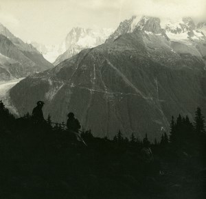 France Haute Savoie Chamonix Mont Blanc old Possemiers Stereo Photo 1920