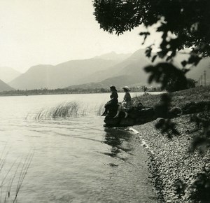 France Haute Savoie Lake Annecy old Possemiers Stereo Photo 1920