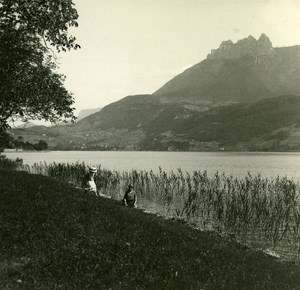 France Haute Savoie Lake Annecy old Possemiers Stereo Photo 1920