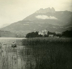 France Haute Savoie Lake Annecy Duingt old Possemiers Stereo Photo 1920