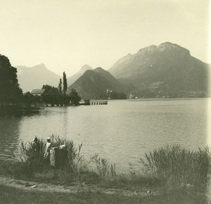 France Haute Savoie Lake Annecy Talloires old Possemiers Stereo Photo 1920