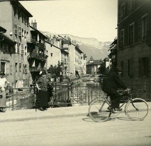 France Haute Savoie Lake Annecy Thiou Canal old Possemiers Stereo Photo 1920