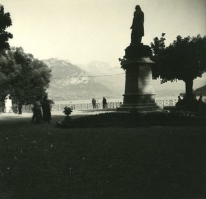 France Haute Savoie Lake Annecy Public garden old Possemiers Stereo Photo 1920